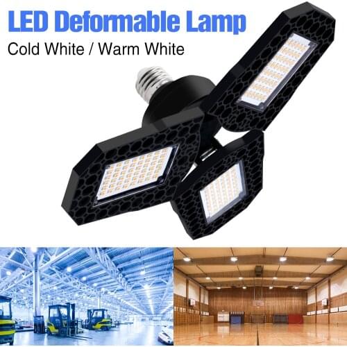 Garage Lights 220V E27 Led Bulb E26 Deformation Lamp 110V Folding Lndustrial Light Led Three leaves High Bay Lamp 40W 60W 80W