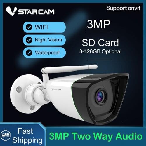 Vstarcam 3MP IP Camera Outdoor Bullet Wifi Camera AI Humanoid Detect IP66 Waterproof IR Night Audio Reception CCTV Camera