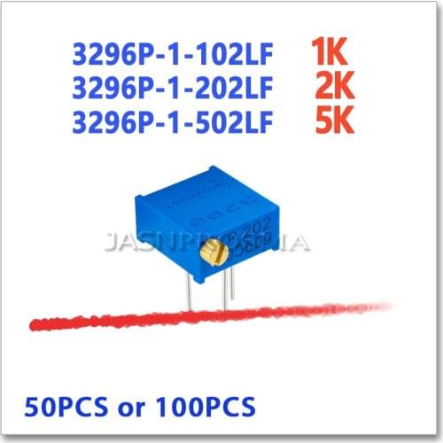 JASNPROSMA 3296P 50PCS 100PCS 1K 2K 5K 102 202 502 Precision Adjustable P 3296P-1-102LF 3296P-1-202LF 3296P-1-502LF OHM