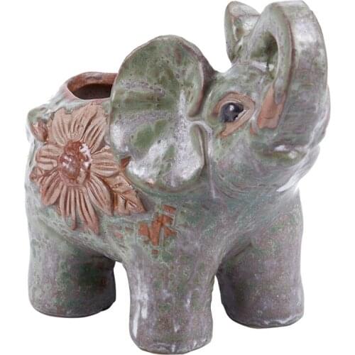 JFBL Hot Ceramic Mini Elephant Cacti Succulent Plant Pot Flower Planter Garden Home Decor