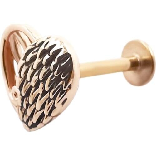 JHJT 1PC 16G 6/8mm Stainless Steel Labret Ring Heart Wings Lip Rings Cartilage Piercings Tragus Ear Rings Stud Sexy Body Jewelry