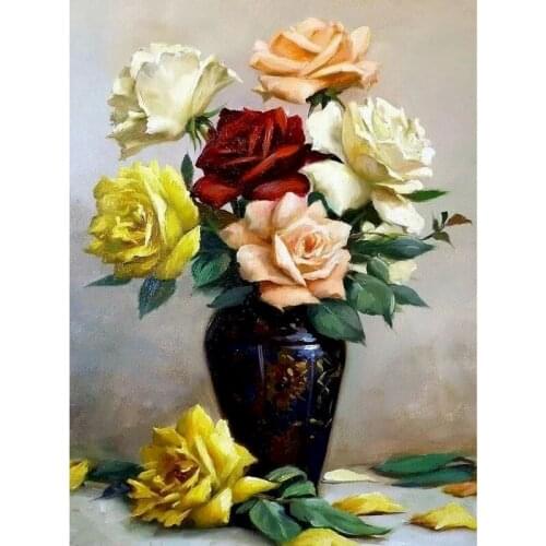 Gatyztory Frame Peony DIY Painting By Numbers Canvas Colouring Flowers Handpainted Oil Painting Home Wall Decor