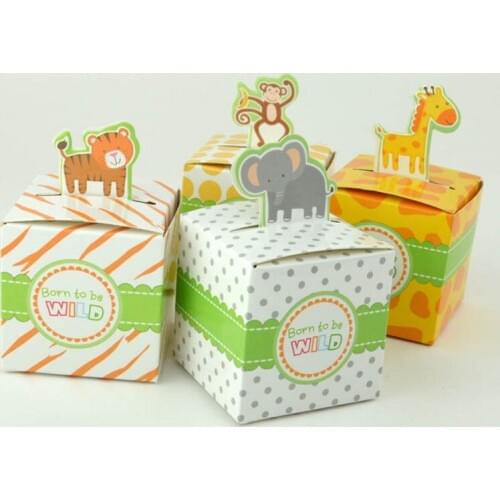 Safari Animals Favor Box Candy Box Boy Girl Kids Birthday Party Supplies Decoration Baby Shower Gift Box Event Party Supplies