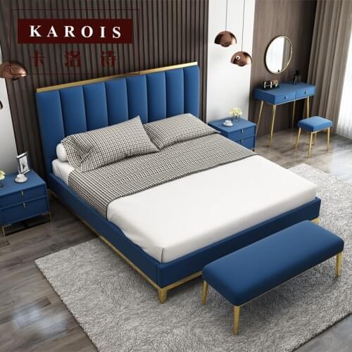 French style bed room furniture bedroom set luxury royal leather bed