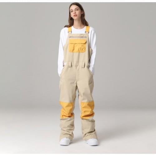 Snowboard back ski pants windproof waterproof contrast color overalls ski pants all-in-one mens and womens outdoor skiing equi