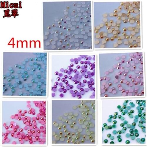 Micui 1000pcs 4mm Nail Art Rhinestone Acrylic Jelly Color Stone Round Crystal Nail Stones ZZ377