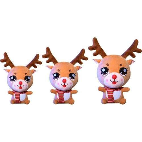 Stuffed Doll Plush Reindeer Xmas Doll Embroidery Tech Festival Gift Couch Decors Collectable Figurine Doll Girl Present