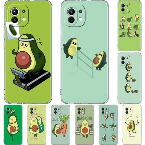 Soft Clear Case For Xiaomi Mi Poco X3 NFC 10T Pro M3 Note 10 Lite 11 F3 9T F3 CC9 TPU Silicone Phone Cover Cartoon Avocado Funda