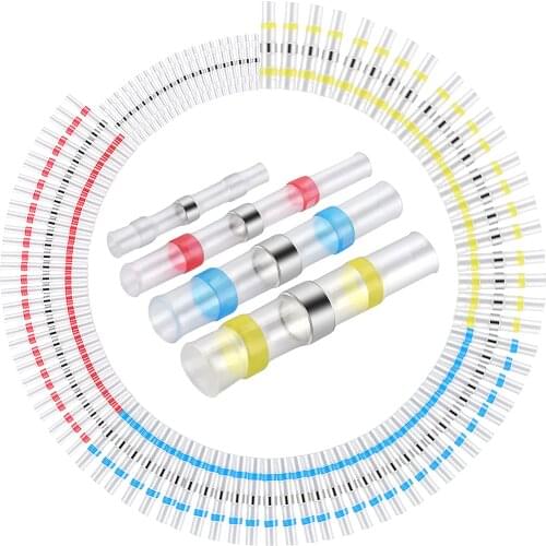 Solder Seal Sleeve Wire Butt Connectors Waterproof Heat Shrink Connectors Kit Assortment Insulated Electrical Splices Terminals
