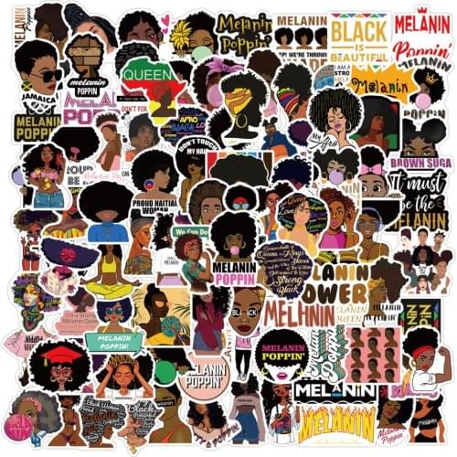 10/50/100PCS Fashion Inspirational Melanin Poppin Black Girl Sticker For DIY Luggage Laptop Skateboard Motorcycle Decal Stickers