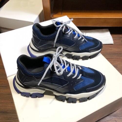 The new version upgrades the explosion of multi-color stitching sneakers trendy old shoes men and women sneakers thick sole shoe