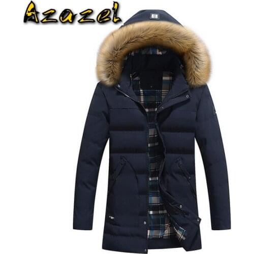 2020 New Casual Brand White Down Jacket Men Winter Warm Coat Mens Thick Warm Fur Collar Hooded Down Jacket Male Windproof Parka
