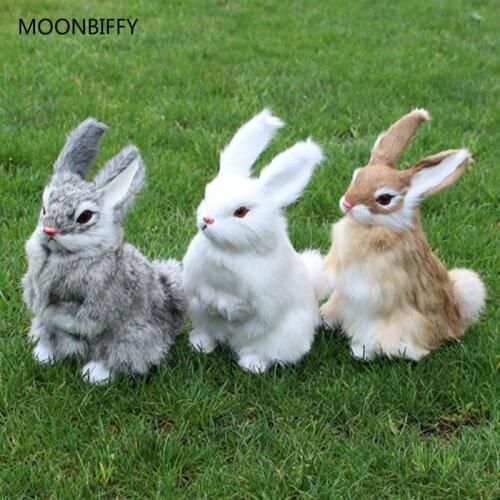 New 3 Kinds Cute Animal Easter Bunny Simulation Furry Squatting Rabbit Christmas Day Birthday Gift Home Wedding Decoration Toys