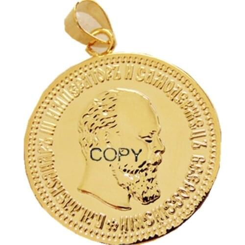 P(12)Coin Pendant Russian 1888 5 Rubles Gold Plated Fashion Jewelry(diameter:22mm)