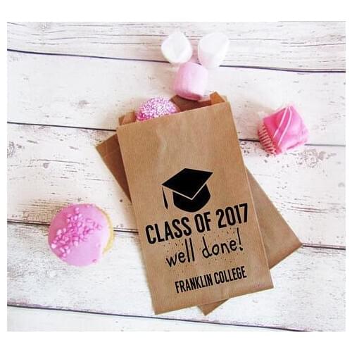 Personalized College Grad popcorn donut candy Buffet treat welcome bags Bridal baby Shower Bakery Cookie Favors pouches