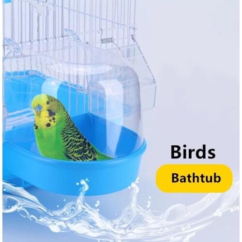 7 Color Plastic Bird Bathtub Water Box Parrots Hanging Birdbath Cage Transparent Perches Pet Birdbath Bowl Bird Playground