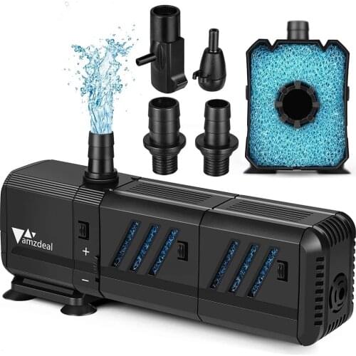 4 In 1 Submersible Aquarium Water Pumps Ultra Silent Oxygen Air Pump Wave Maker for Hydroponics Pond Fish Tank Sponge Filter