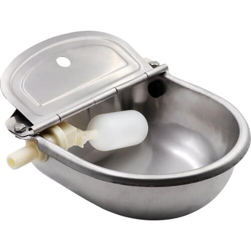 Cow Horse Dog Water Drinker Bowl With Drain Hole Stainless Steel With Automatic Float Farming Trough Horse Cow Feeding tool