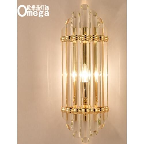 Postmodern minimalist creative aisle crystal wall lamp living room TV background wall lamp bedroom bedside crystal wall lamp