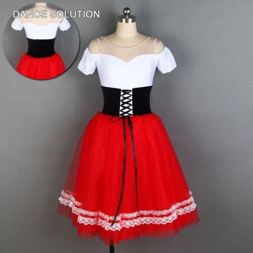 Spanish Romantic Ballet Dancing Tutu Spandex Top Long Tulle Skirt Adult Child Stage Show Costumes Ballerina Dance Dress 20012