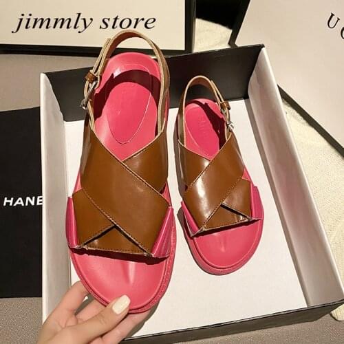 Womens Sandals Wedge Buckle Strap Sandals Female Retro Casual Sewing Women Shoes Flats Platform Retro Sandalias