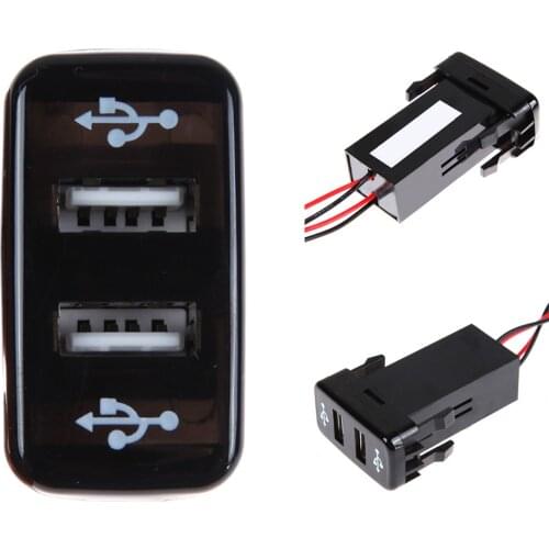 Blue LED Light Dual USB Car Mobile Phone Charger 3.1A 2 Ports USB Power Socket Outlet Adapter for Toyota Accessories