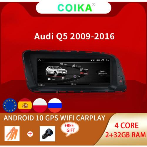 8.8" Android 10 System Car Display Screen For Audi Q5 09-16 WIFI BT Google 2+32GB RAM IPS Touch GPS Navi Multimedia Player