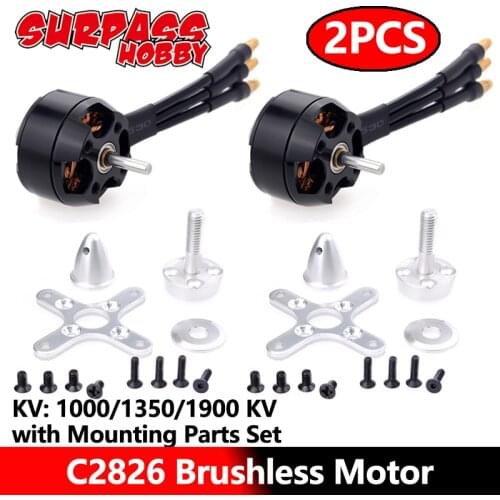 SURPASS Hobby 2PCS C2826 Brushless Motor C2826 14 Poles 1000KV 1350KV 1900KV for RC Airplane Fixed-wing Glider Warbirds Aircraft