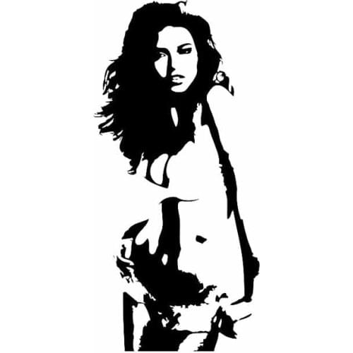 7.2*15.1CM Half Naked Girl Good Quality Popular Design Fashion Style Black/Silver Vinyl Decals Covering The Body C20-0361