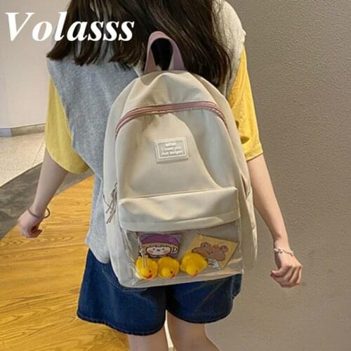 Volasss Fashion Girls School Bag Cute Simple Waterproof Womens Backpack Nylon Student Rucksack Kawaii Travel For Femal Knapsack