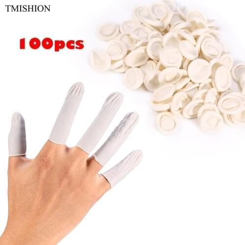 100Pcs Disposable Anti Static Rubber Latex Finger Cots For Tattoo Nail Art White Mini Gloves Protector Cover Tools Accessories