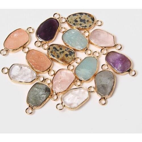 2PCS Amethyst Necklaces Crystal Pendants Natural Gemstones Quartzs Connector Pendant Lapis Lazuli Tiger Eye Chakra Reiki Jewelry