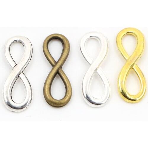 24x8mm 30pcs Bright Silver Plated/Antique Silver Plated/Gold Color 8 Infinite Handmade Charms Pendant:DIY for bracelet necklace