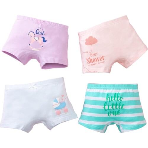 4pcs/ Pack Girls Cotton Boy Shorts Toddler Panties Baby Princess Underwear 3-12 Years By Core Pretty