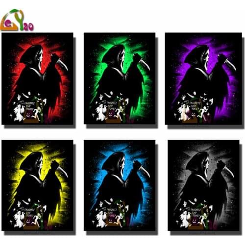 Ghost Face 5D DIY Diamond Painting Halloween Kit Full Drill Embroidery Cartoon Mosaic Art Picture of Rhinestones Home Decor Gift