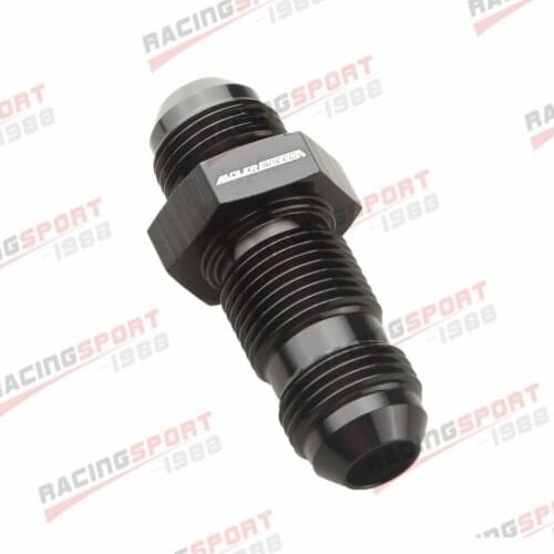 -8 AN AN8 Bulkhead Straight Male Fuel Oil Hose Fitting Adapter Black