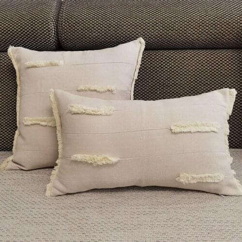 Beige Cushion Cover Home Decor Cute Tassels Decoration Pillow Case with For Sofa Bed Living Room 45x45cm/30x50cm Sofa Bed Chair