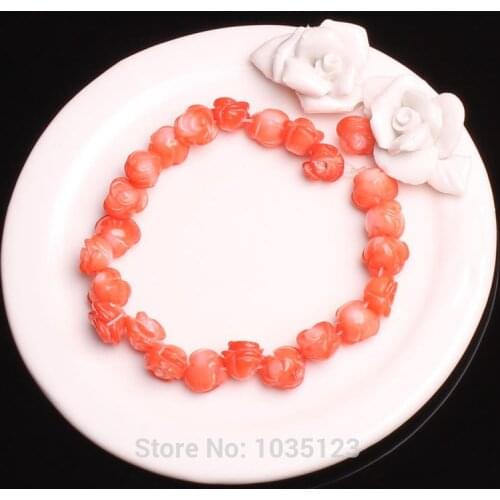High Quality 9-10mm Natural Pink Coral Engraving Flower Shape DIY Gems Loose Beads 25Pcs Creative Jewellery Making w3452