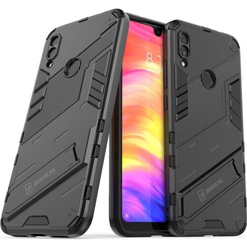 Phone Holder Case For Xiaomi Redmi Note 7 Case Bumper Hard Armor PC Full Cover For Redmi Note 7 Case For Redmi Note 7 Pro 6.3"