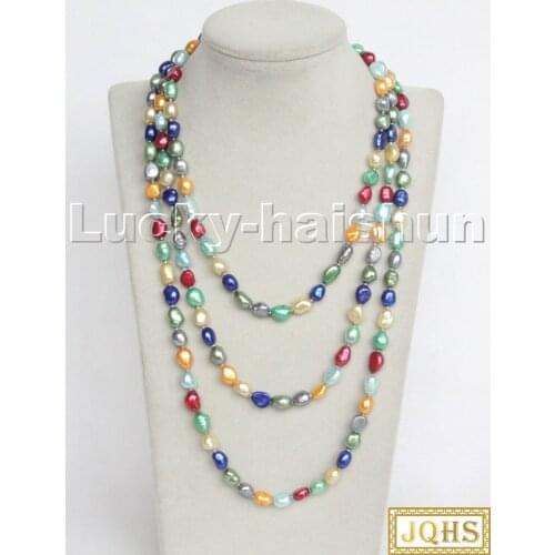 Long 100" 11mm Baroque Freeform potato Multi-color pearls beads Strand necklace c112