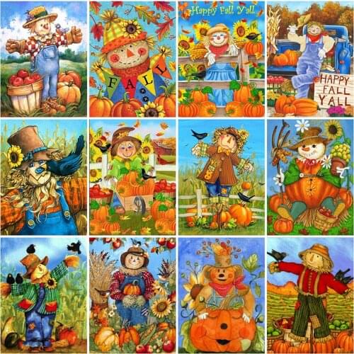 Evershine Full Square Diamond Painting Scarecrow 5D DIY Diamond Embroidery Pumpkin Cartoon Needlework Home Decorations