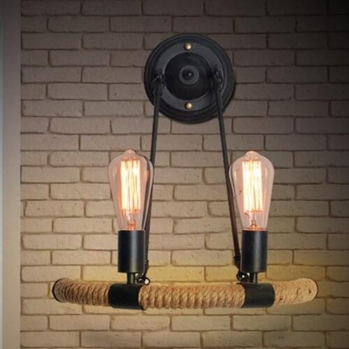 Personality Edison Cafe Hotel The American village industrial wind rope wall creative nature wall lamp