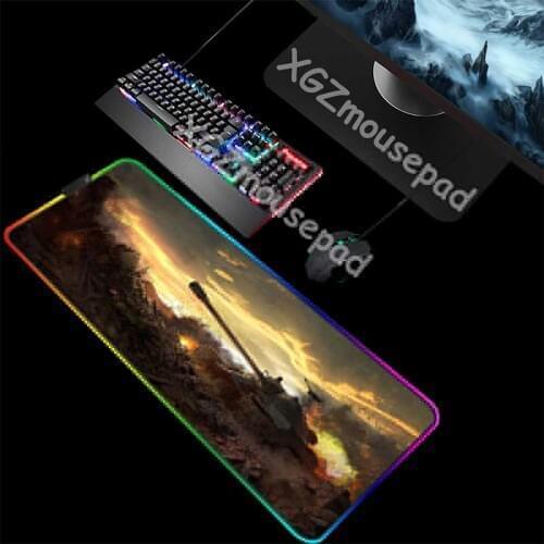 XGZ Computer Desk Mat Black Lock Edge Tank World Sunset Landscape HD Custom Large RGB Mouse Pad Speed Rubber Stripe Non-slip Xxl