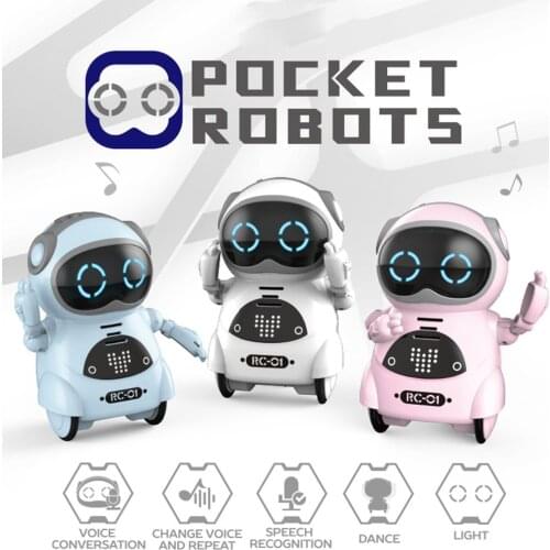 2019 HOT Intelligent Mini Pocket Robot Walk Music Dance Light Voice Recognition Conversation Repeat Smart Kids Toy Interactive