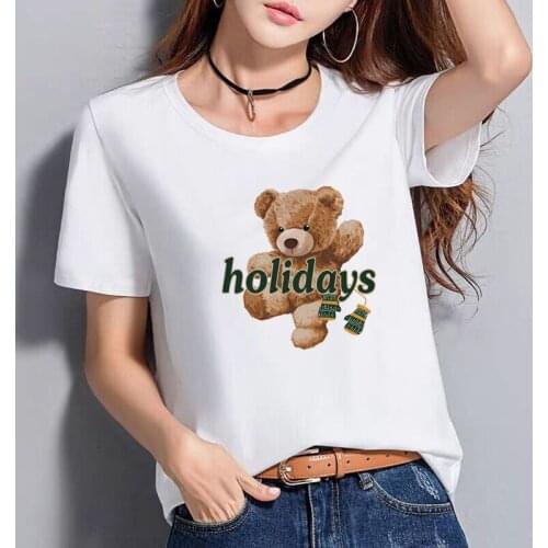 BGtomato Fashion casual teddy bear T-shirt ladies cute print Shirt