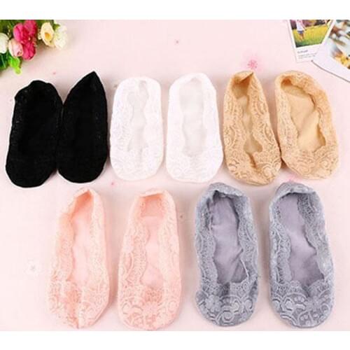 Fashion Womens Sock Slippers Hosiery Cotton Lace Flower Invisible Liner Low Cut Boat Ankle Socks