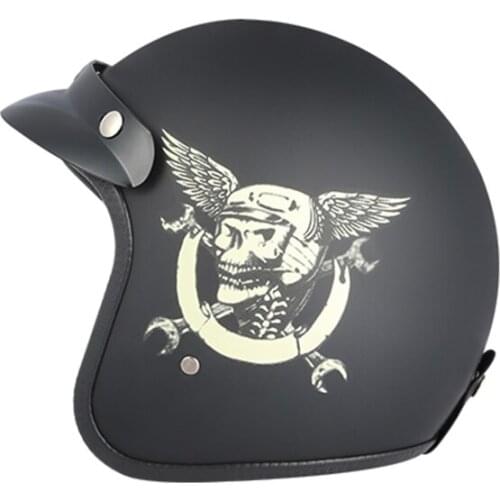 Retro 3/4 Skull Motorcycle Helmet Vintage Moto Open Face Scooter Helmet Motorbike Racing Riding Cascos with DOT Certification