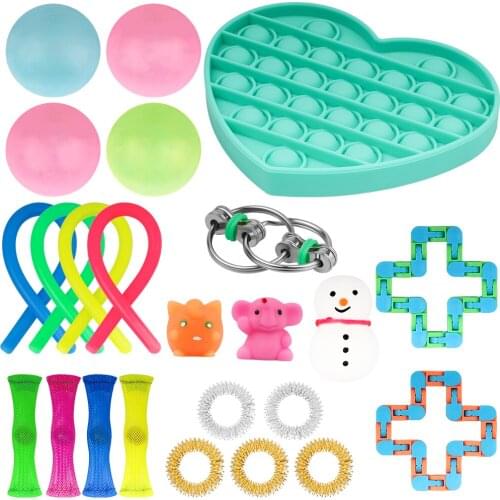 24 Pack Fidget Sensory Toy Set Stress Relief Toys Autism Anxiety Relief Stress Pop Bubble Fidget Sensory Toy For Kids Adults