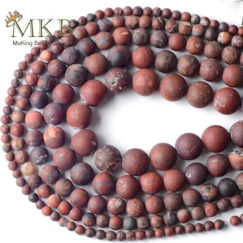 Natural Stone Dull Polish Matte Red Jaspers Round Beads For Jewelry Making Spacer Loose Beads 4/6/8/10/12mm Diy Bracelet 15"