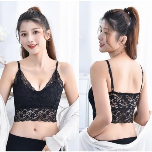 2021 New Women Sexy Lace Underwear Tube Crop Sleep Top Strapless Active Bra Push Up Erotic Lingerie Female Wire Free Bralette